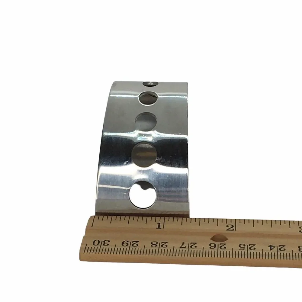 Silver Tone Set of 8 Napkin Rings Holders Curled with Punch Holes Modern Style